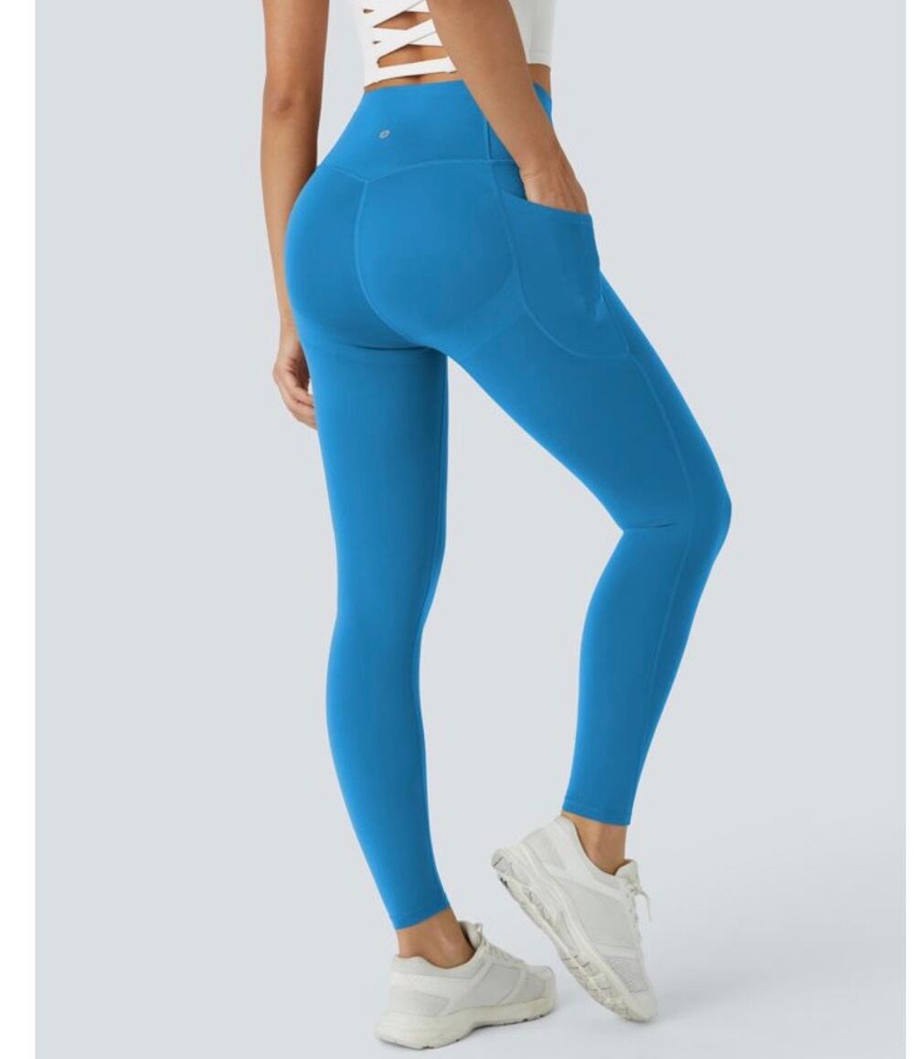 NWT Halara High Waisted Butt Lifting Tummy Control Vallarta Blue legging Large